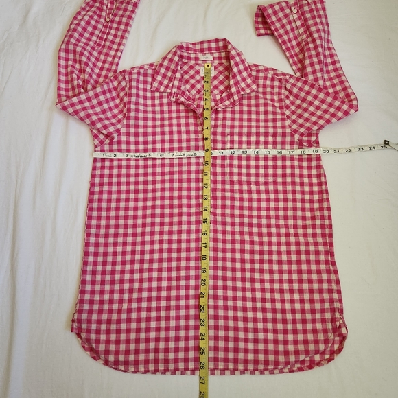 J. Crew Factory pink gingham popover blouse top plaid cotton S - Picture 8 of 10